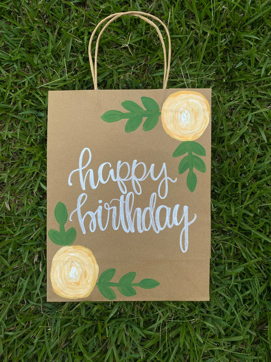 Large Floral Happy Birthday Gift Bag