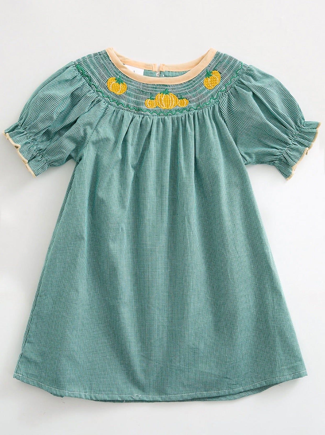 Green Smocked Pumpkin Dress