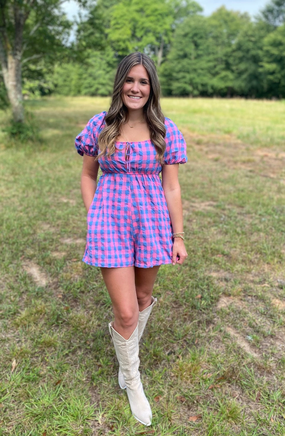 Summer Gingham Babydoll Romper